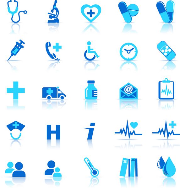 25 نماد مراقبت های بهداشتی که تمرین عمومی را پوشش می دهد