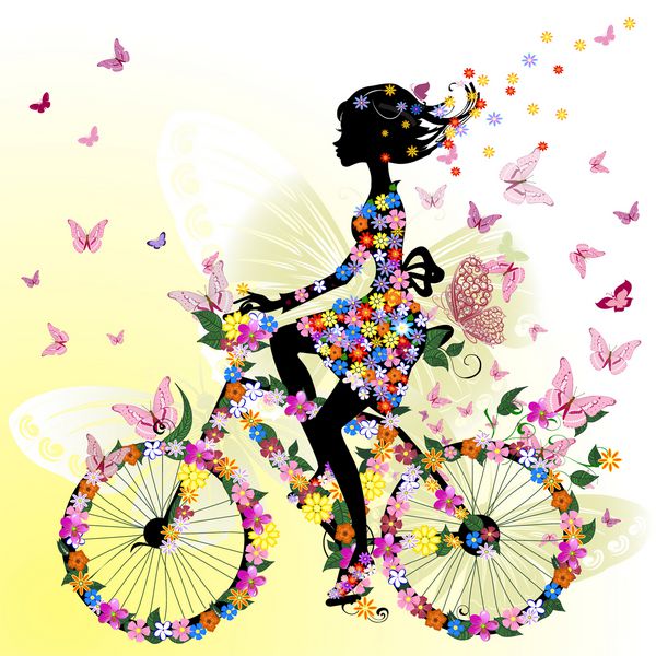 دختری روی دوچرخه در یک رمانتیک