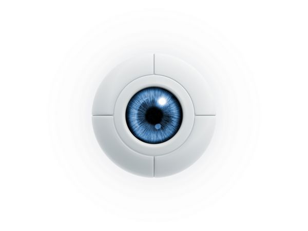 توپ چشم برقی آبی در پس زمینه سفید