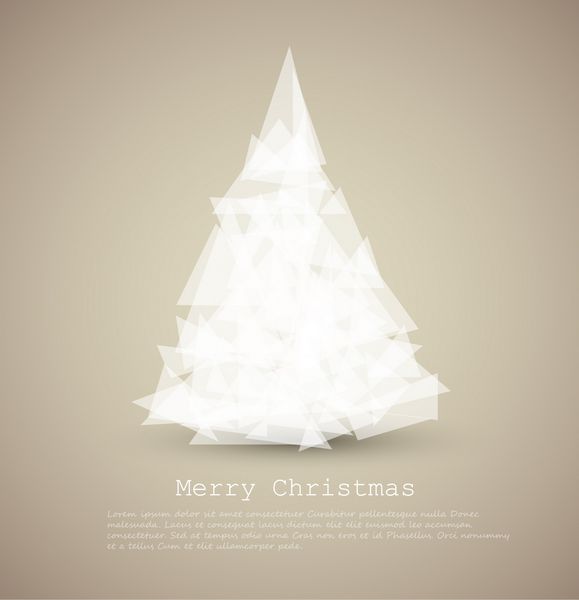 وکتور کارت مدرن با درخت کریسمس سبز انتزاعی در زمینه روشن