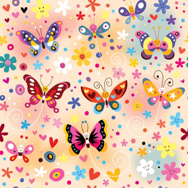 الگوی پروانه های رنگارنگ
