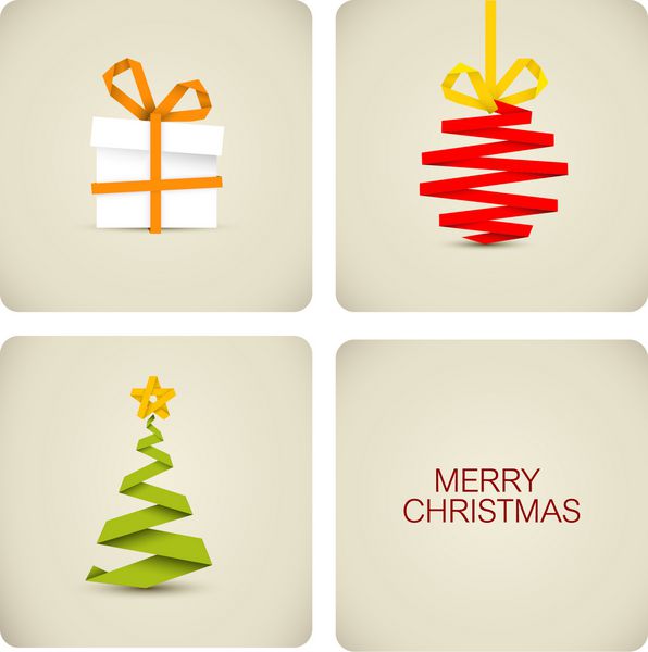 وکتور دکوراسیون کریسمس ساده ساخته شده از نوار کاغذ سفید - کارت اصلی سال نو