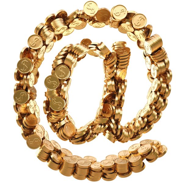 در نماد از سکه های طلایی جدا شده روی سفید
