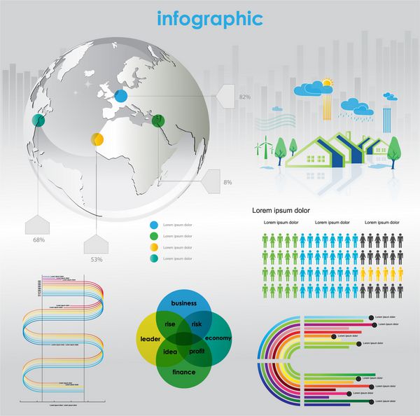 نمودارها و عناصر وکتور اینفوگرافیک وکتور