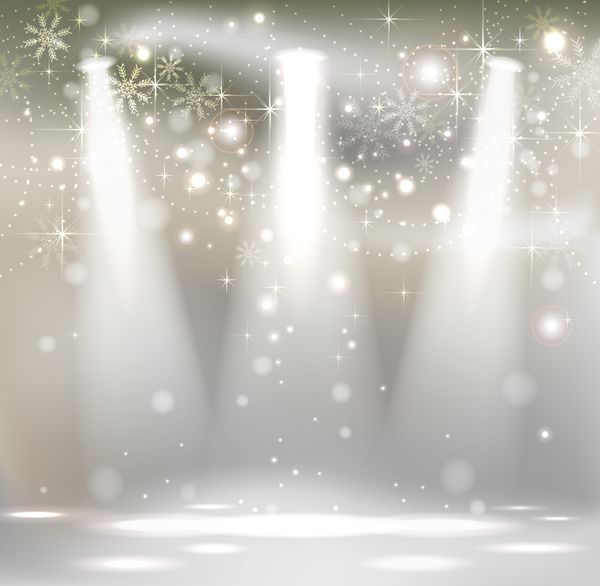 نور مرکز صحنه کریسمس با دانه های برف