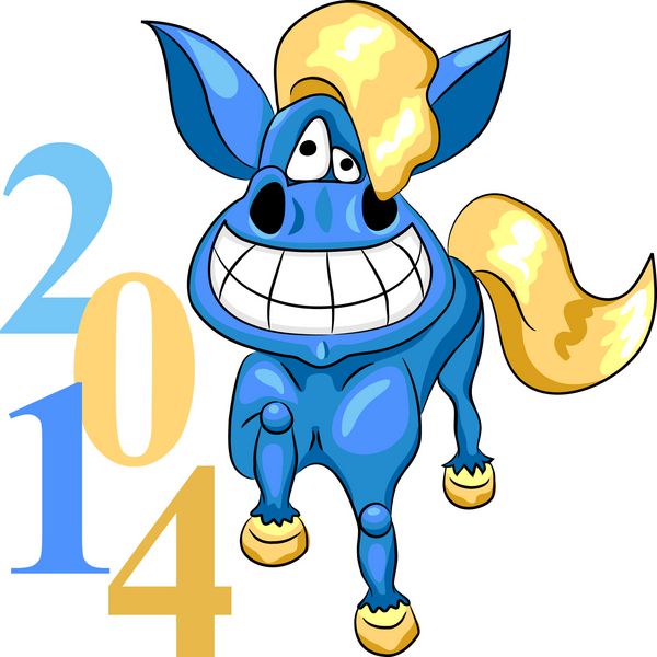 وکتور کارتونی اسب آبی - نمادی از سال جدید 2014