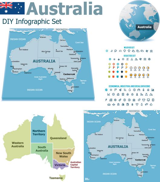 نقشه های استرالیا با نشانگر