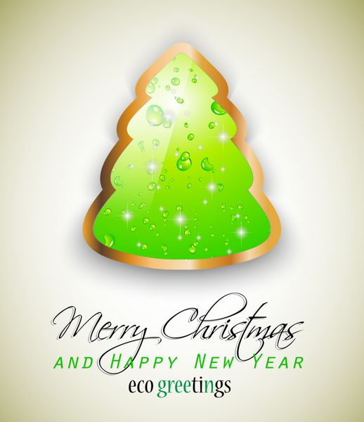 درخت کریسمس زیبا اکو سبز برای تبریک احترام به طبیعت حباب های مایع سبز رنگ درون یک درخت دوست داشتنی با قاب طلایی