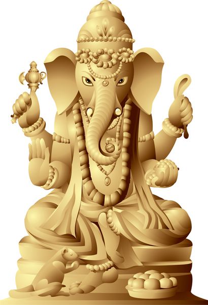 گانشا مجسمه خدای هندوهای هندی با سر فیل رفع موانع رب الابتدا و ارباب موانع حامی فنون و علوم شیاطین عقل و و خرد