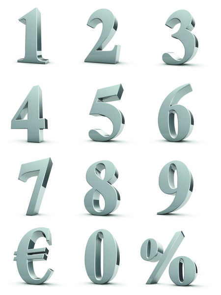 اعداد نقره ای با نماد یورو و درصد