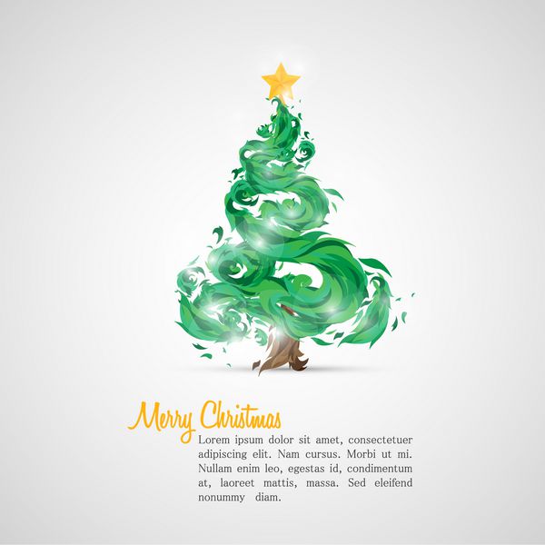 کارت کریسمس با درخت کریسمس زینتی سبز