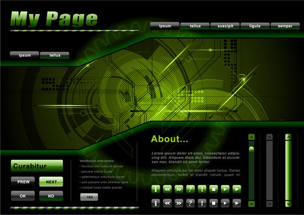 الگوی صفحه وب به رنگ سبز و تاریک