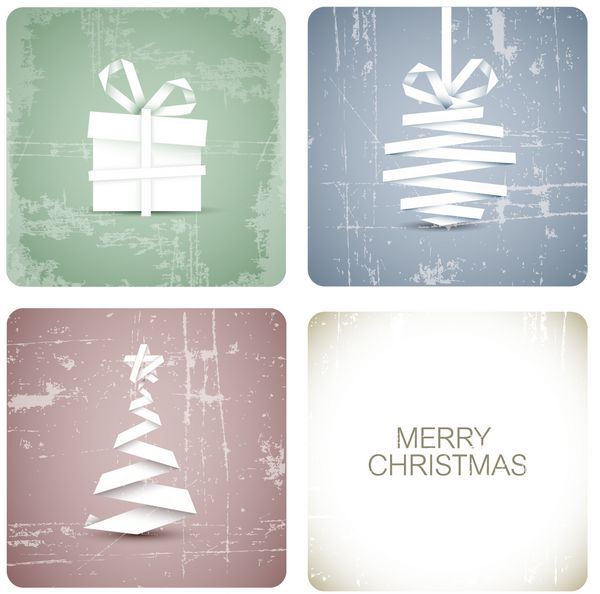 وکتور ساده تزئین کریسمس گرانج ساخته شده از نوار کاغذ سفید - کارت اصلی سال نو
