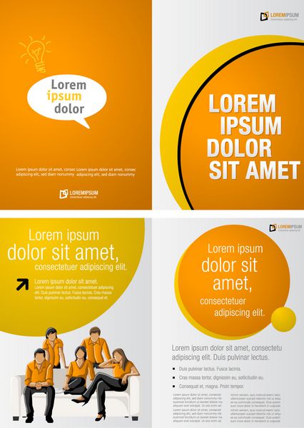 قالب زرد و نارنجی برای بروشور تبلیغاتی با افراد تجاری