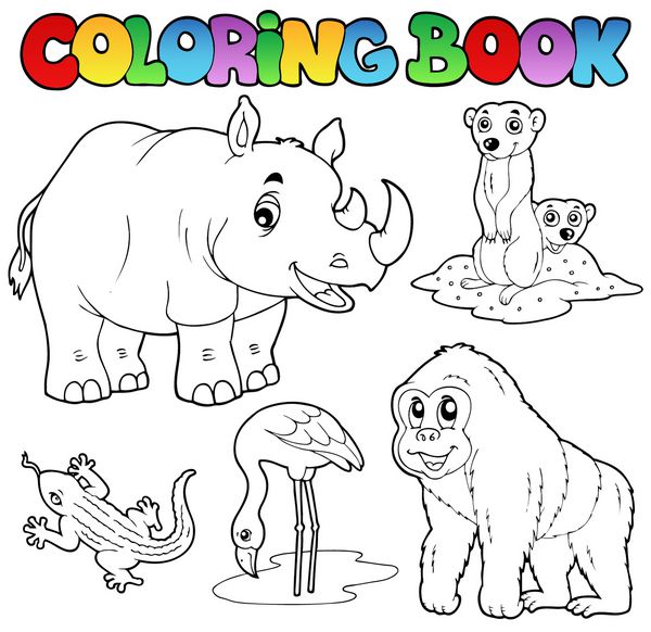 مجموعه کتاب رنگ آمیزی حیوانات باغ وحش 1 - وکتور