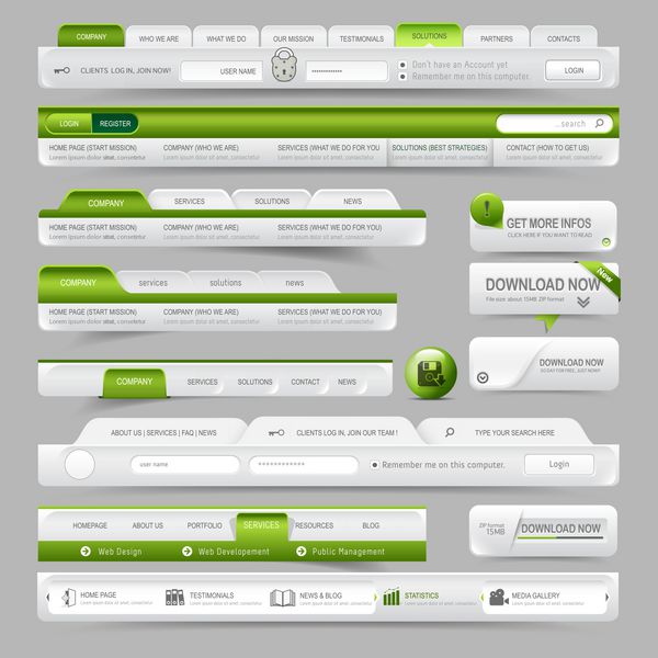 عناصر ناوبری قالب طراحی وب سایت