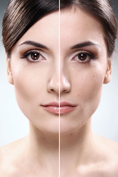 صورت یک زن زیبا قبل و بعد از روتوش