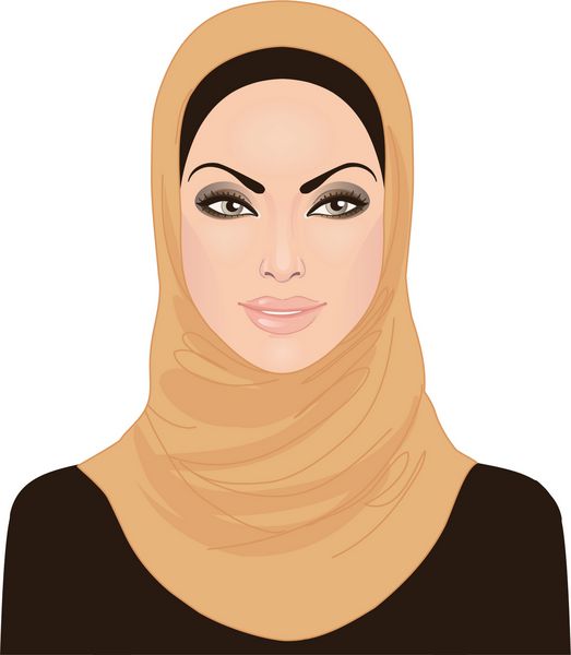 پرتره دختر زیبای مسلمان با حجاب وکتور