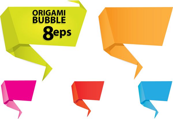 مجموعه حباب های گفتار سه بعدی وکتور ست اوریگامی