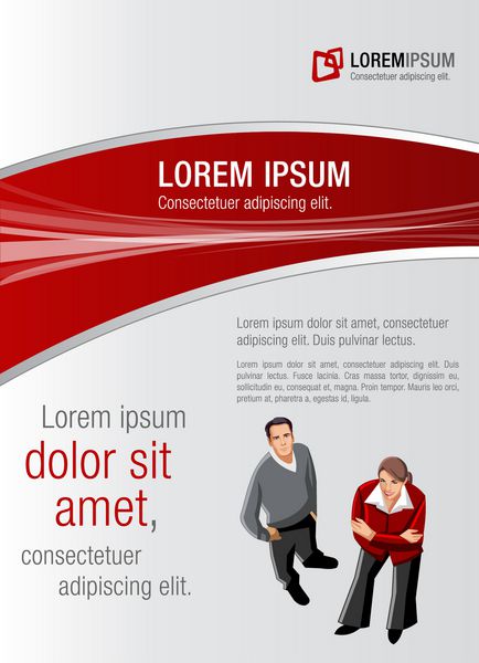 قالب قرمز و خاکستری برای بروشور تبلیغاتی با افراد تجاری