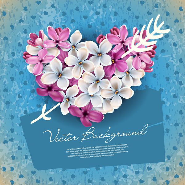 قلب گلهای یاس بنفش و پیکان کوپید تصویری با موضوع روز ولنتاین