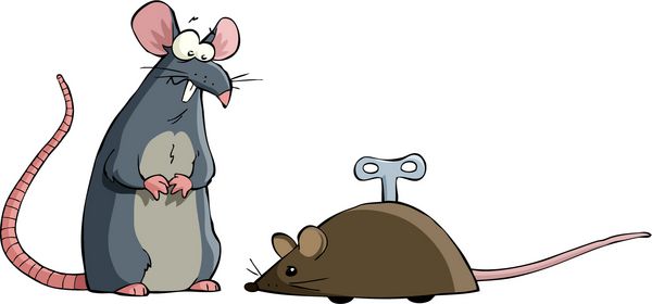 دو موش روی پس‌زمینه سفید وکتور