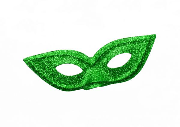 ماسک لباس فانتزی فانتزی فانتزی فستیوال براق سبز جدا شده در پس زمینه سفید
