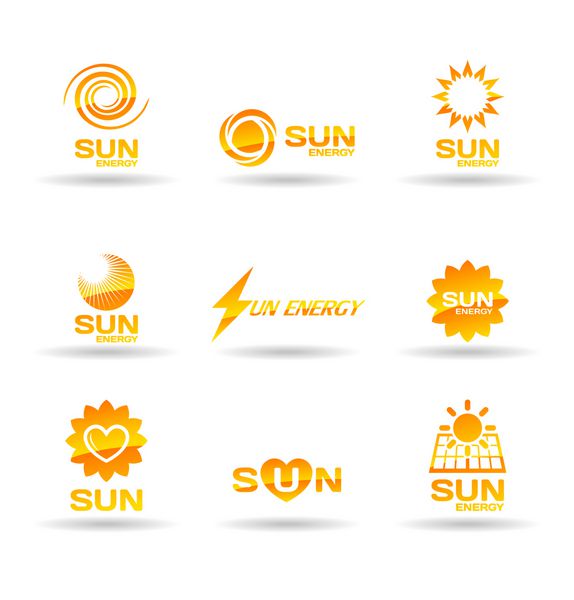 مجموعه ای از نمادهای انرژی خورشید