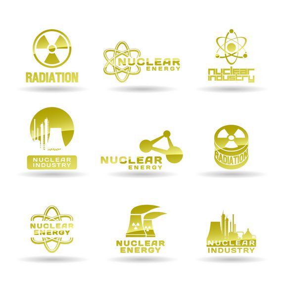 مجموعه ای از نمادهای انرژی هسته ای و اتمی