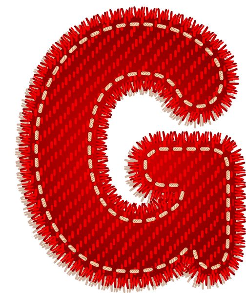 حرف G از الفبای نساجی قرمز