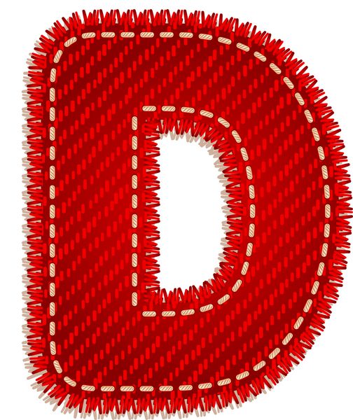 حرف D از الفبای نساجی قرمز