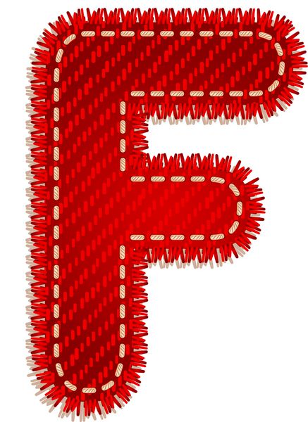 حرف F از الفبای نساجی قرمز