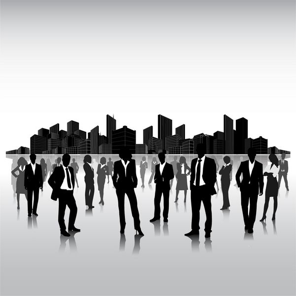 الگوی گروهی از افراد تجاری و اداری با چشم انداز شهری