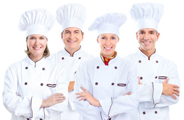 گروه نانوایان سرآشپز حرفه ای با زمینه سفید مجزا شده است