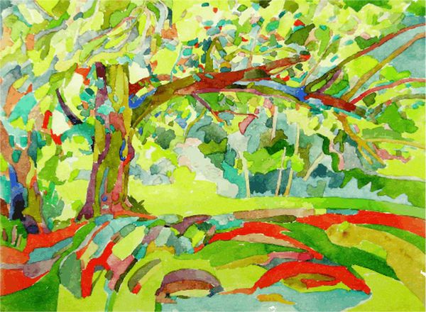 نقاشی آبرنگ اصلی توسط یک درخت