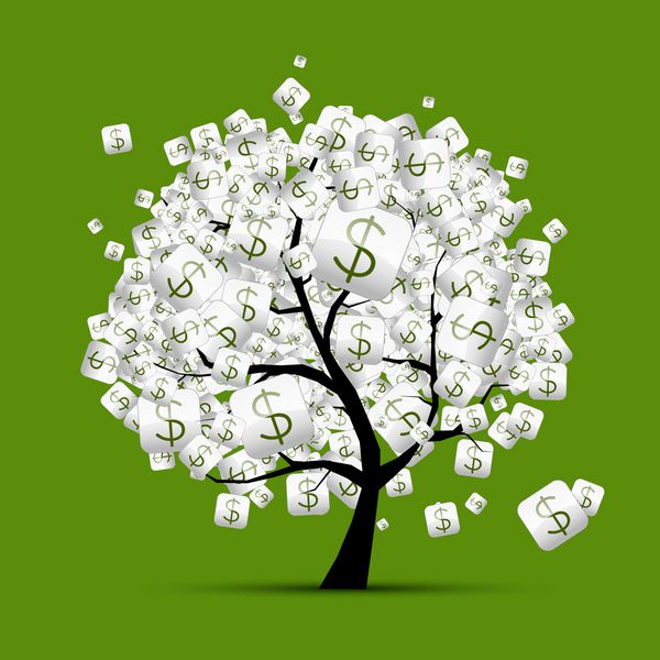 مفهوم درخت پول با علائم دلار برای طراحی شما