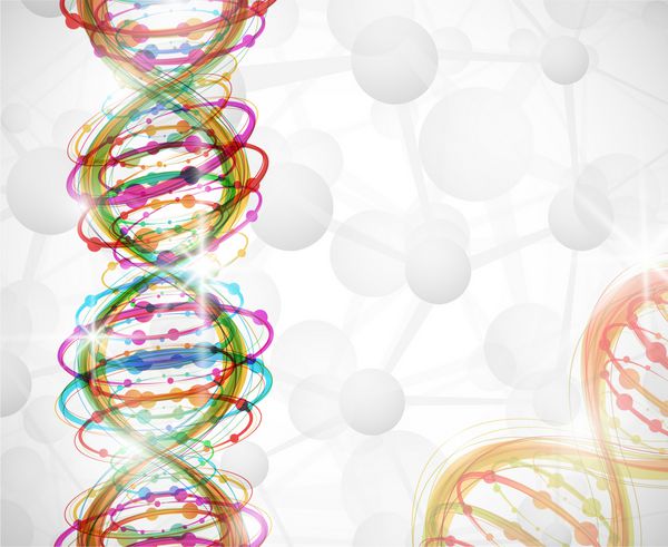 پس زمینه انتزاعی با تصویری رنگارنگ از مولکول DNA
