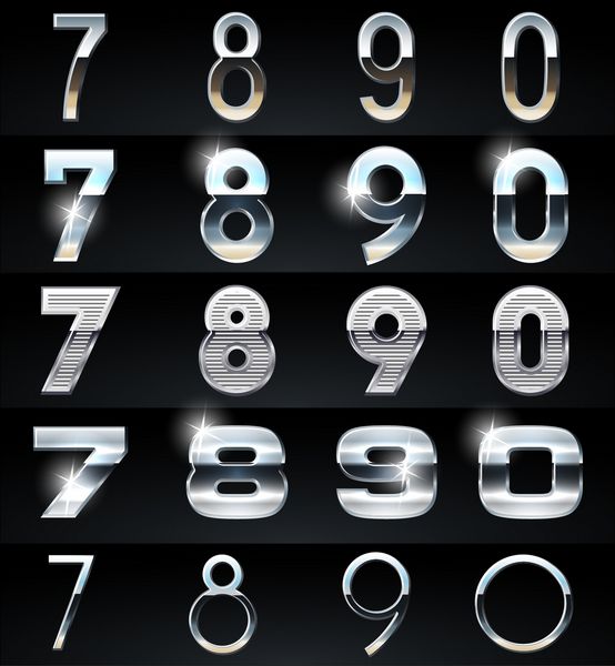 مجموعه حروف الفبای وکتور کروم و آلومینیوم نقره ای عظیم 4 نوع مجموعه شماره 9