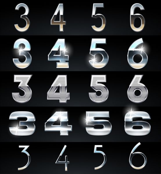 مجموعه حروف الفبای وکتور کروم و آلومینیوم نقره ای عظیم 4 نوع مجموعه شماره 8