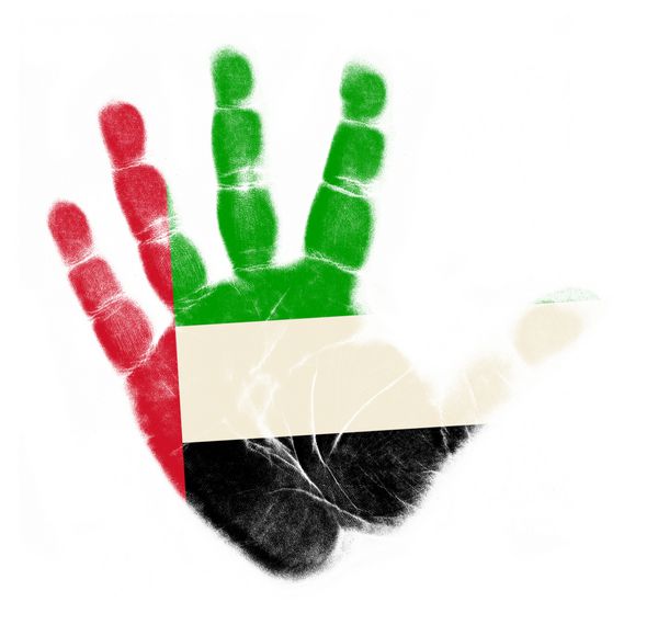 چاپ نخل پرچم امارات متحده عربی جدا شده در پس زمینه سفید