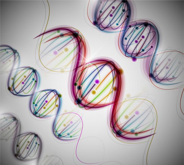 پس زمینه انتزاعی با تصویری رنگارنگ از مولکول DNA