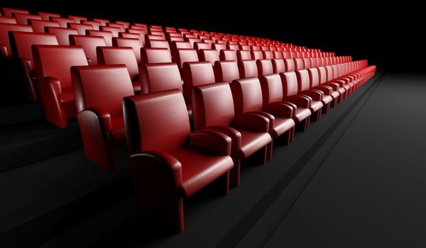 سالن سینمای سه بعدی خالی با سالن