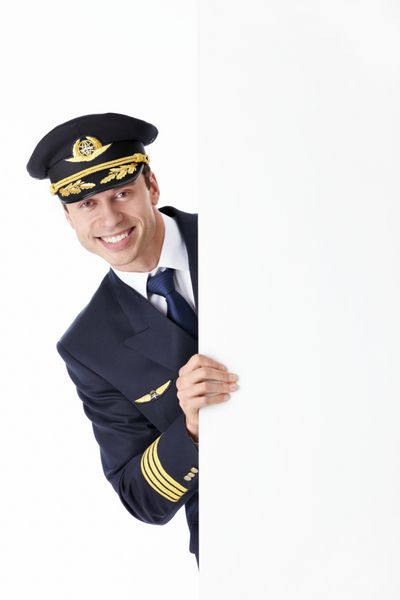 خلبان یک بیلبورد در پس زمینه سفید