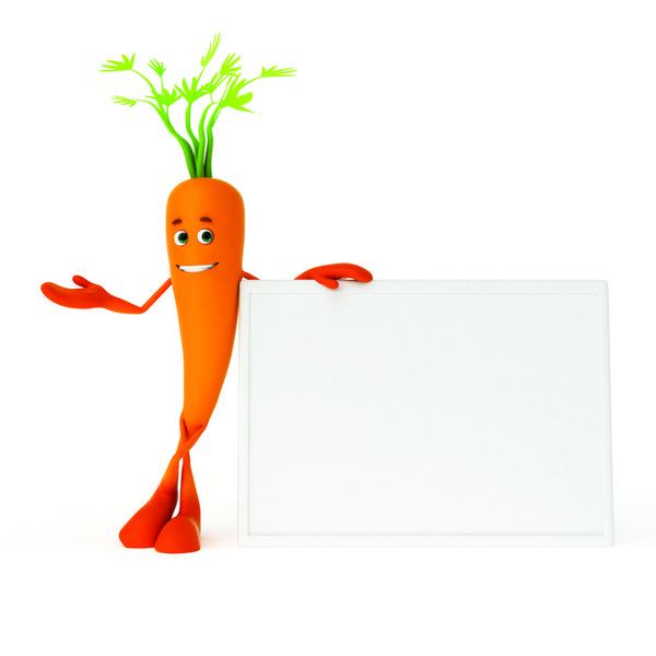تصویر رندر شده سه بعدی از یک شخصیت غذایی - هویج