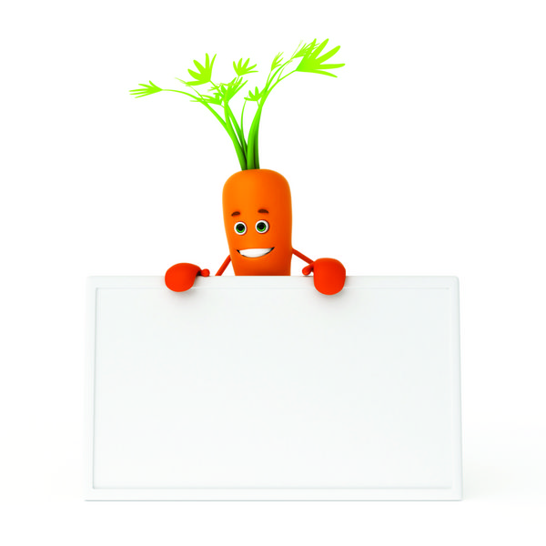تصویر رندر شده سه بعدی از یک شخصیت غذایی - هویج