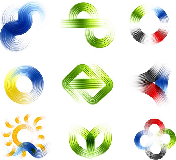 لوگوها و عناصر انتزاعی مختلف برای طراحی آیکون مجموعه وکتور