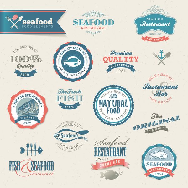 برچسب ها و عناصر غذاهای دریایی