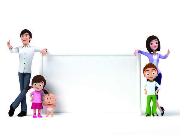 تصویر سه بعدی رندر شده از یک خانواده شاد