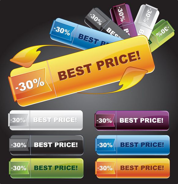 دکمه های وب مستطیل - برچسب قیمت