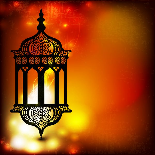 لامپ پیچیده عربی با چراغ‌های روی موج و پس‌زمینه غم‌انگیز برای رمضان کریم و رویدادهای دیگر